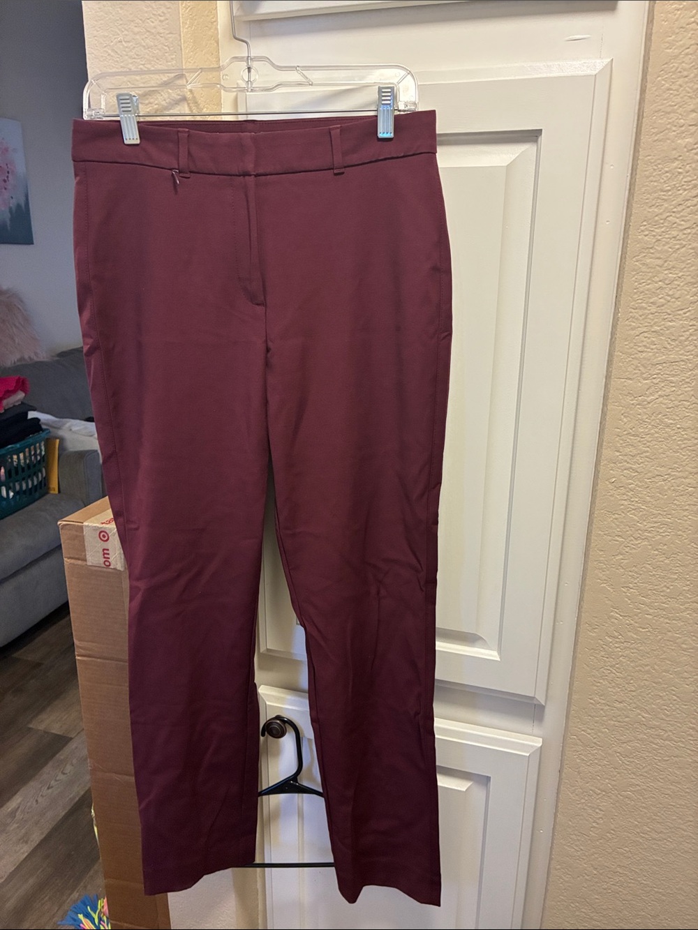 White House Black Market plum purple Elle slim dress pants